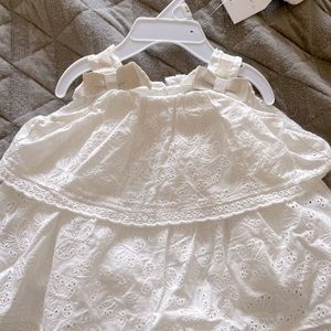Tahari size 3 months white eyelet dress with headband
